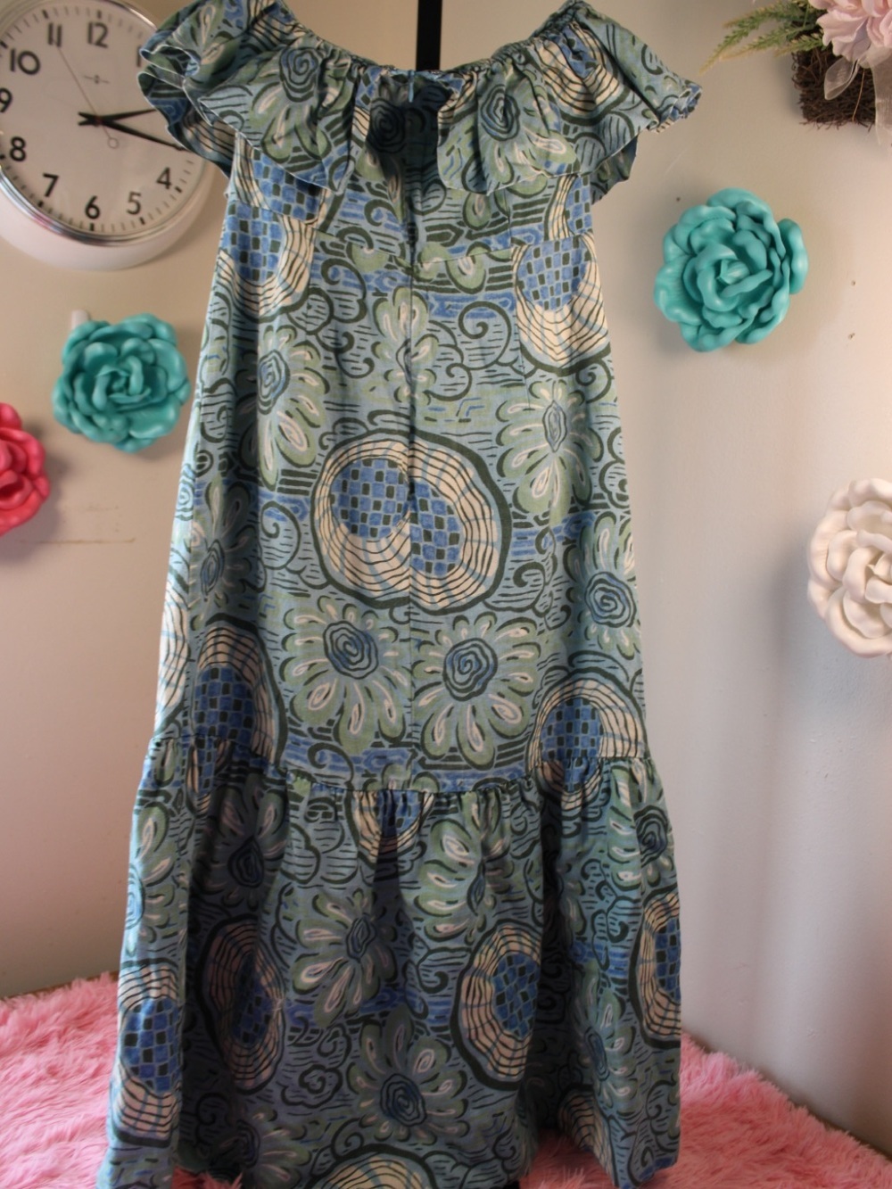 RHODE Teal and Green Strapless Ruffle Midi Dress Size 12 - Picture 5 of 16